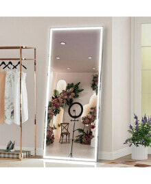 Simplie Fun 72X32 inch Oversized LED Bathroom Mirror Wall Mounted Mirror with 3 Color Modes Aluminum Frame Wall Mirror Large Full Length Mirror with Lights Lighted Full Body Mirror for Bedroom Living Room, Silver