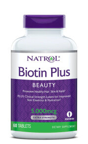 Витамины группы B Natrol Biotin Plus Биотин 5000 мкг 60 таблеток