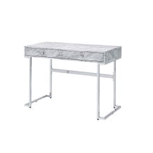 Simplie Fun tigress Writing Desk, Printed Faux Marble & Chrome Finish