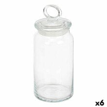 Jar Kitchen 9,8 x 23,4 x 9,8 cm Transparent Silicone Glass 1,1 L (6 Units)