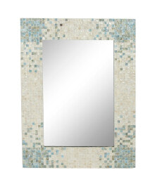 Grey Coastal Mother of Pearl Wall Mirror, 36 x 48
