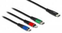 Delock USB Charging Cable 3 in 1 USB Type-C™ to Lightning™ / Micro USB / USB Type-C™ 1 m - 1 m - USB C - USB C/micro-USB B/Lightning - USB 2.0 - Black - Blue - Green - Red