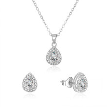 Женские комплекты бижутерии Dazzling jewelry set with zircons AGSET188R (necklace, earrings)