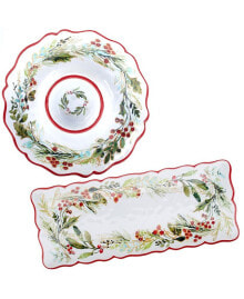 Certified International christmas Gatherings 2 Piece Melamine Appetizer Set