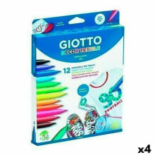 Set of Felt Tip Pens Giotto Decor Textile Multicolour (4 Units)