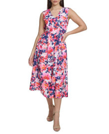 kensie women's Floral-Print Midi Dress