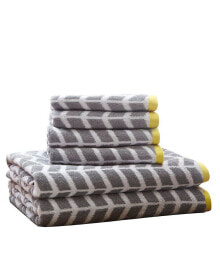 Gracie Mills basil 6-Piece Reversible Geometric Cotton Jacquard Bath Towel Set
