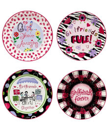 Certified International lolita Girlfriends Together 4 Piece Dessert Plate, Service for 4