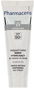 Aufhellende Tagescreme für das Gesicht mit dreifacher Wirkung SPF 50+ - Pharmaceris W Albucin Triple Action Skin Lightening Cream SPF 50+