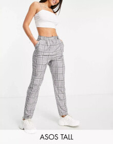 ASOS DESIGN Tall smart tapered trouser in purple pow check купить онлайн