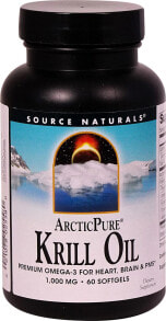 Рыбий жир и Омега 3, 6, 9 Source Naturals ArcticPure Krill Oil  Крилевый жир 1000 мг 60 гелевых капсул