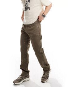 Купить мужские брюки The Couture Club: The Couture Club twill carpenter cargo trouser in brown