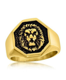 Купить кольца и перстни METALLO: Stainless Steel Oxidized Lion, Octagon Ring