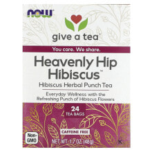 NOW Foods, Heavenly Hip Hibiscus, травяной чай с пуншем, без кофеина, 24 чайных пакетика, 48 г (1,7 унции)