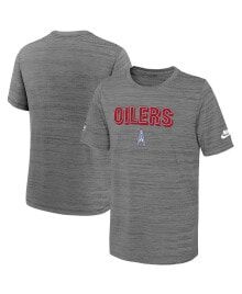 Nike big Boys Heather Gray Tennessee Titans Oilers Throwback Sideline Performance Team Issue Velocity Alternate T-shirt