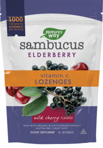 Растительные экстракты и настойки nature&#039;s Way Sambucus Vitamin C Lozenges Wld Cherry Пастилки с бузиной и витамином C, со вкусом вишни 24 пастилки
