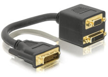 DeLOCK Adapter DVI29 male to DVI29 + VGA female DVI29, VGA (D-sub 15p) Черный 65052