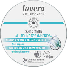 Кремы и лосьоны для тела lavera Basis Sensitiv All-Round Cream Увлажняющий крем для очень сухой кожи с алоэ вера и миндальным маслом 150 мл