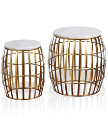 StyleCraft Home Collection gold Cage 2pc Nesting Table