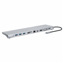 USB-концентраторы manhattan 130578 док-станция для ноутбука Проводная USB 3.2 Gen 1 (3.1 Gen 1) Type-C Алюминий