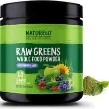 Антиоксиданты Naturelo Raw Greens Whole Food Powder Порошок из суперфудов, без подсластителей 60 капсул
