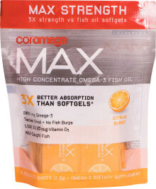 Рыбий жир и Омега 3, 6, 9 coromega Max High Concentrate Omega-3 Fish Oil Squeeze Shots Citrus Burst Рыбий жир с высоким содержанием омега-3 из дикой рыбы 30 капсул