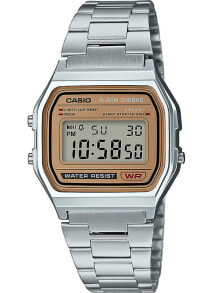 Мужские наручные электронные часы с серебряным браслетом Casio A158WEA-9EF Vintage 33mm