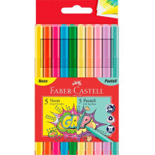 Фломастеры для рисования для детей fABER CASTELL Case 10 FaberCastell Pastel And Neon Marker