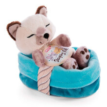 Мягкие игрушки для девочек nICI Sleeping Pets Kitty Siam Cat 12 Cm In Basket Teddy