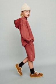 Plush topstitched hoodie and bermuda shorts co-ord