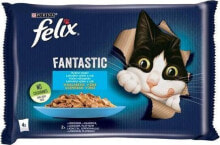 Nestle FELIX sasz.4x85g FANTASTIC RYBNE SMAKI ŁOSOŚ Z GŁADZICĄ w galaretce /12