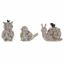 Decorative Figure DKD Home Decor Green Pink Natural animals Shabby Chic 20,5 x 10 x 17 cm (3 Pieces)