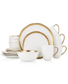 Florian Porcelain 16 Pieces Dinnerware Set, Service For 4