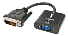 Компьютерные разъемы и переходники Lindy 38189 видео кабель адаптер 0,1 m DVI-D VGA (D-Sub) Черный