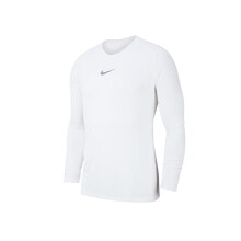 Мужские лонгсливы Мужской спортивный лонгслив с длинным рукавом белый с логотипом Nike Dry Park First Layer
