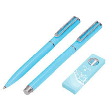 BELIUS Endless su mmer aluminum ballpoint pen and roller set in light blue and ink design box