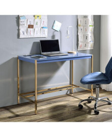 Simplie Fun midriaks Writing Desk w/USB Port in Navy Blue & Gold Finish OF 00022