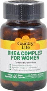 Витамины и БАДы для нервной системы Country Life, DHEA Complex for Women, 60 Vegan Capsules