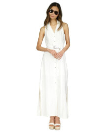 Michael Kors women's Sleeveless Side-Slit Maxi Shirtdress