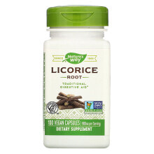 Витамины и БАДы для пищеварительной системы Nature's Way Licorice Root Корень солодки корень солодки 450 мг 100 веганских капсул 450 мг, 100 веганских капсул