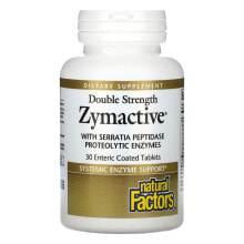 Пищеварительные ферменты natural Factors, Zymactive двойной силы, 30 таблеток, покрытых кишечнорастворимой оболочкой