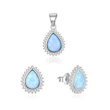 Ювелирные серьги Charming jewelry set with blue opals AGSET231L (pendant, earrings)
