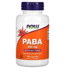 NOW PABA ПАБК пара-аминобензойная кислота 500 мг 100 капсул