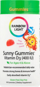 Витамин D rainbow Light Vitamin D3 Витамин D3 без глютена для детей от 4 лет Без глютена 400 МЕ 60 жевательных конфет со вкусом апельсина
