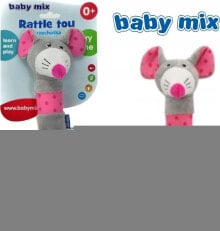 Baby Mix 48960 GRZECHOTKA MYSZKA RÓŻOWA PLUSZ-PISZCZEK