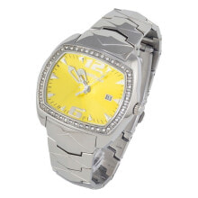 Женские наручные часы Женские часы аналоговые со стразами на желтом циферблате серебристые Chronotech