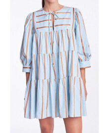 English Factory women's Striped Blouson Mini Dress