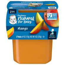 Детское пюре Gerber, Natural for Baby, 2nd Foods, манго, 2 пакетика по 113 г (4 унции)
