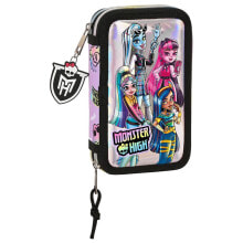 SAFTA Monster High Best Boos Double Filled 28 Pieces Pencil Case