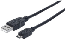 Компьютерные разъемы и переходники manhattan 3m USB cable USB кабель 2.0 USB A Micro-USB B Черный 325684
